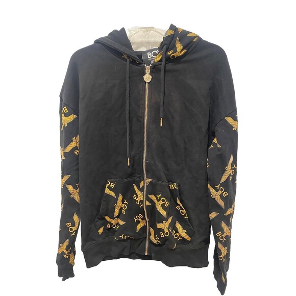 Unisex Boy London Black Gold Hoodie Pullover Hooded Full zip sweater Sz XL - Picture 1 of 9